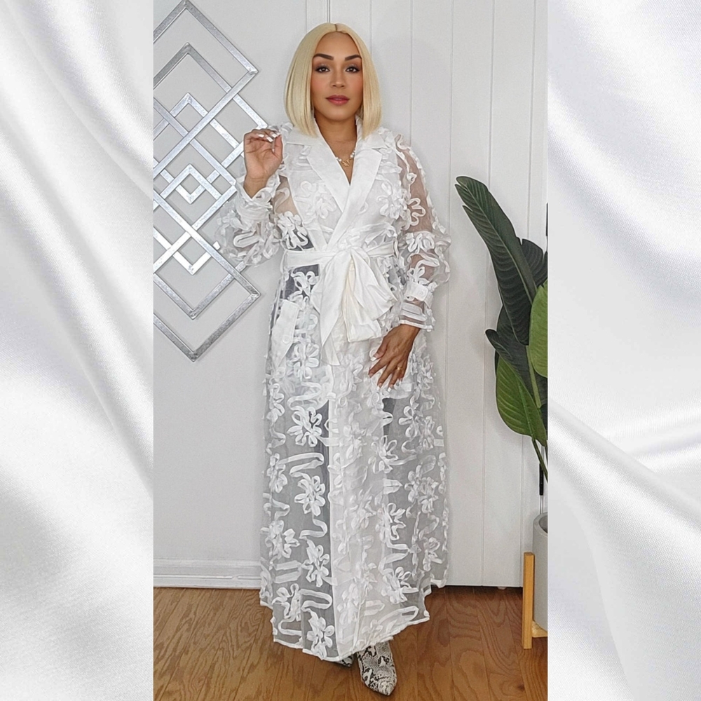 Elegant Florals White Lace Jacket/Dress